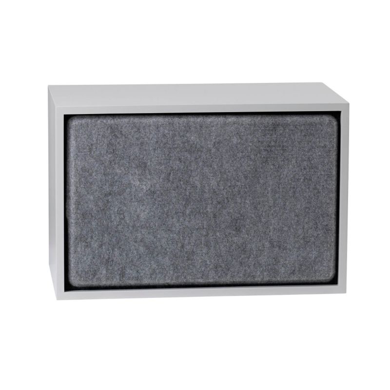 Graues Akustikpaneel für Muuto Stacked Regalsystem, große Größe, zur Schallabsorption und Raumgestaltung.